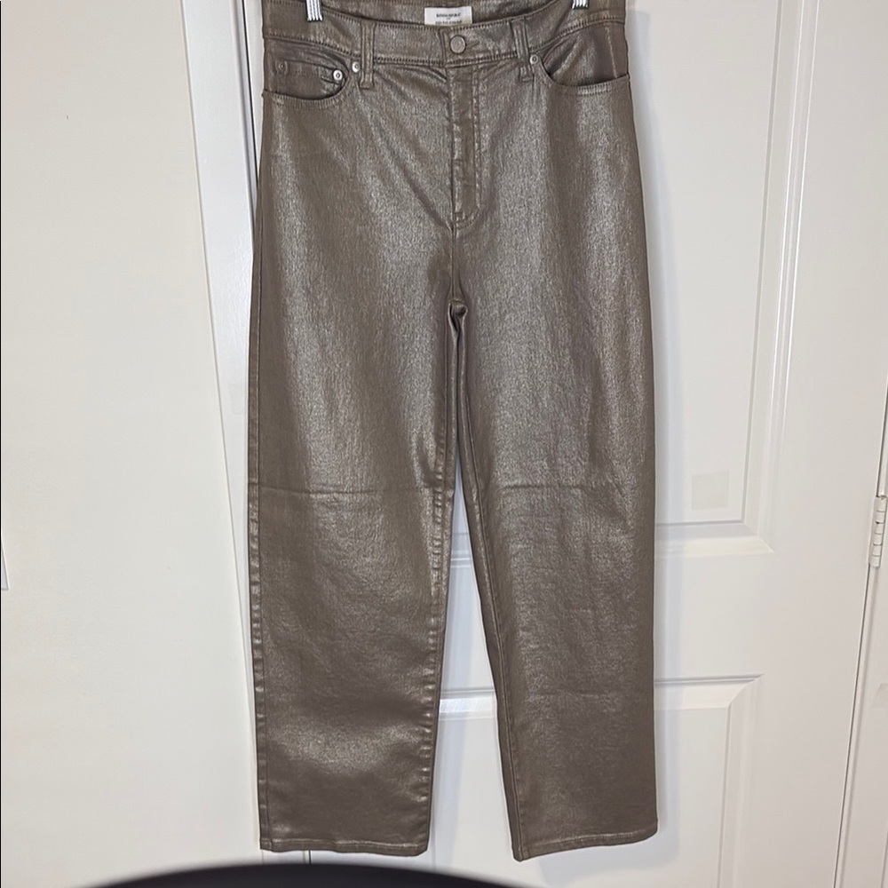Banana Republic cotton High-Rise Straight jeans Metallic Pewter 29/8 New